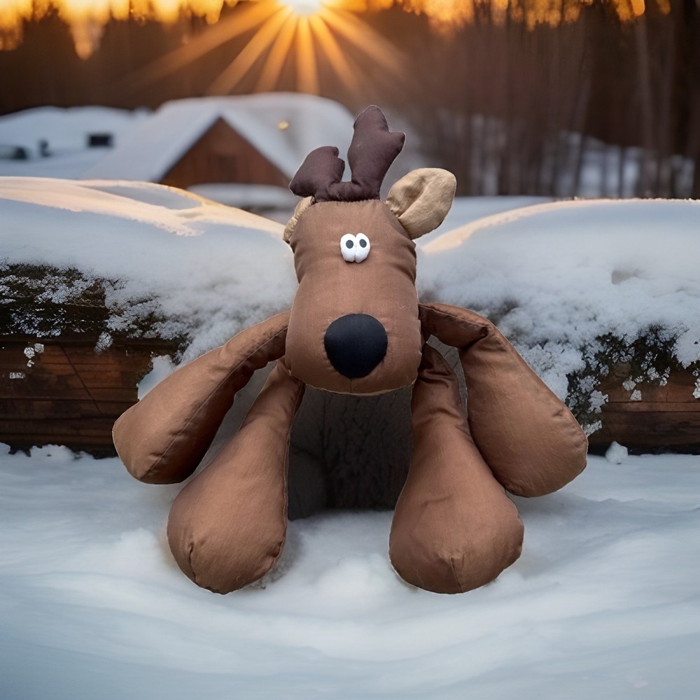 Vintage Hallmark Rodney Reindeer Nylon Stuffed Plush Puffalump Parachute 10"